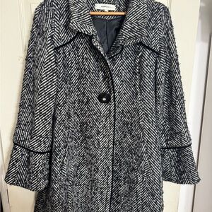 Tanya Hawkes Monochrome Herringbone Trench Coat